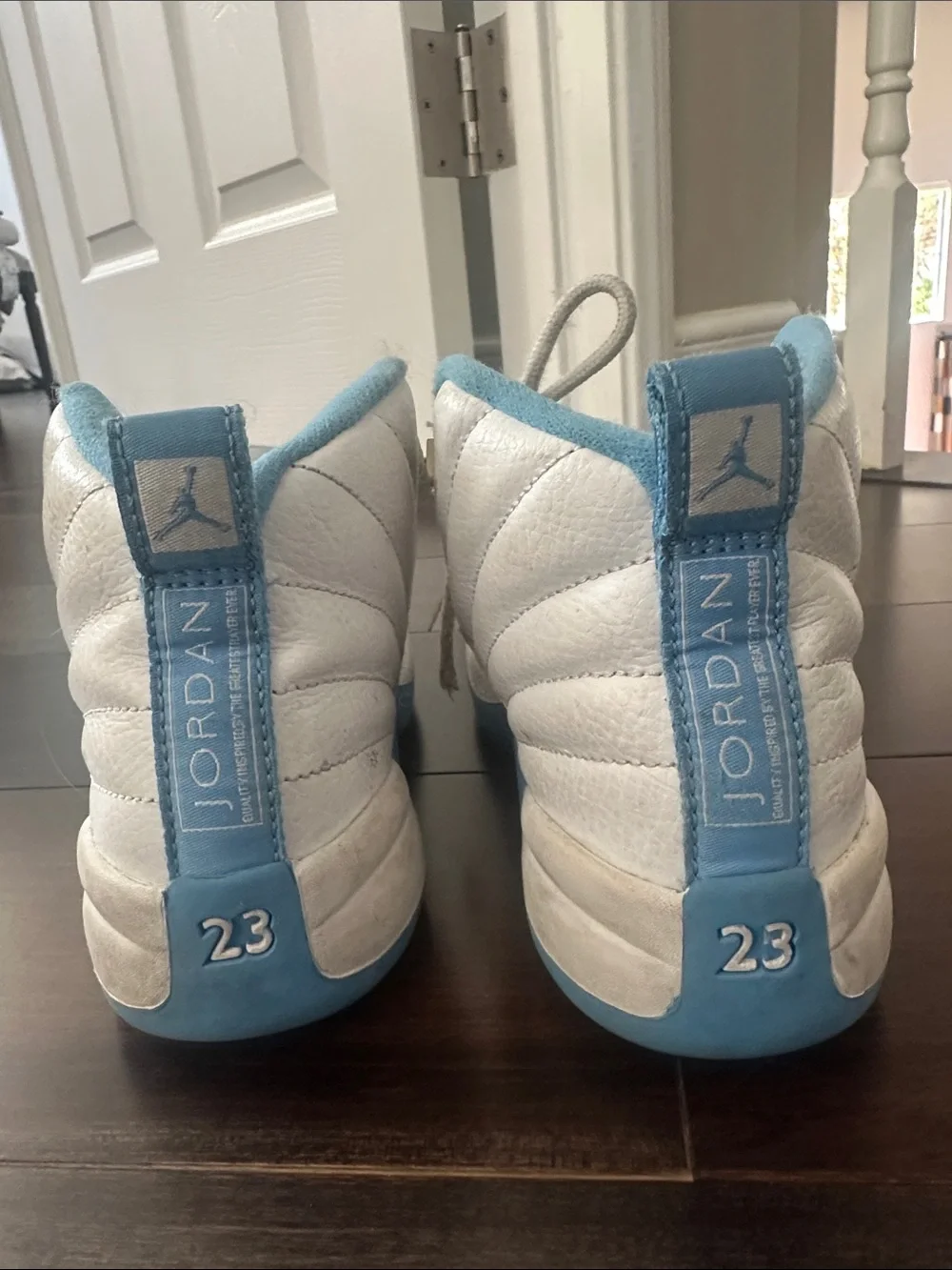 Jordan Kids White and Light Blue Sneakers